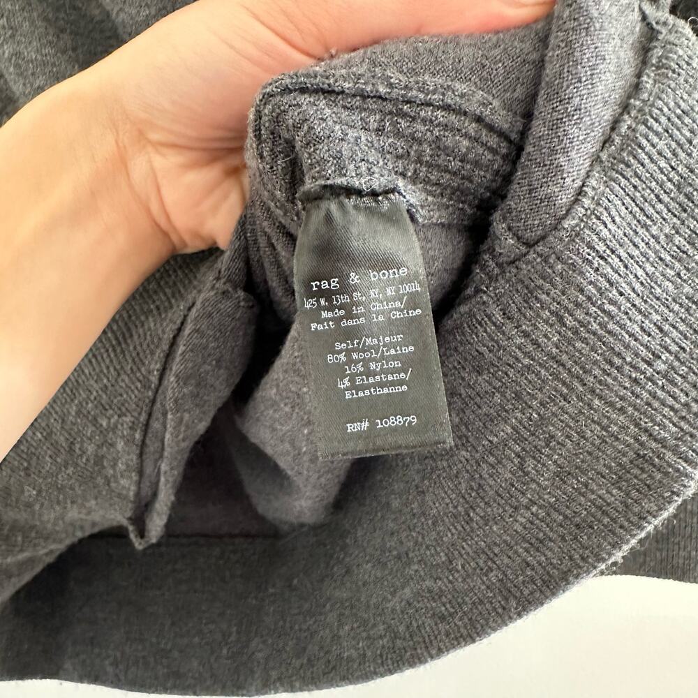 Rag & Bone Wool Blend V-Neck Button Front Cardigan in Gray M - Picture 5 of 6
